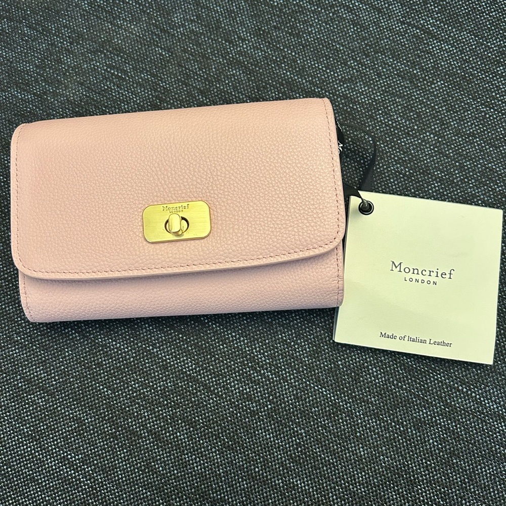 Moncrief London Pink Leather Wallet with Gold Turn-Lock Closure